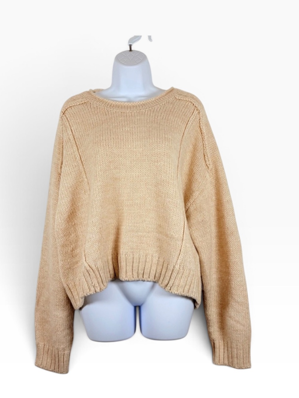 Worthington XXL Cream Chunky Knit Sweater Toasted Bark Cozy Oversized